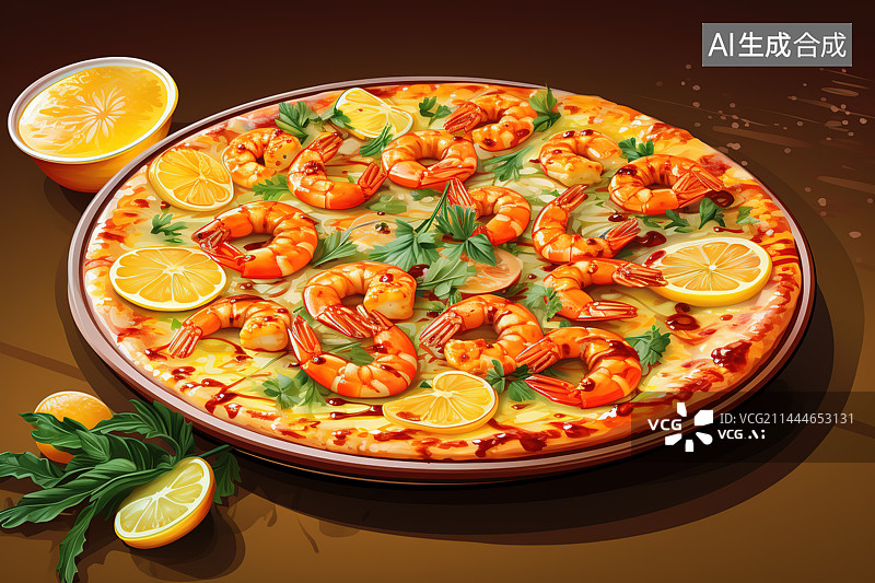 【AI数字艺术】桌上披萨的特写镜头图片素材