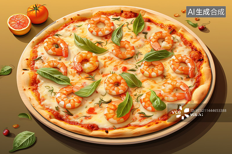 【AI数字艺术】桌上披萨的特写镜头图片素材