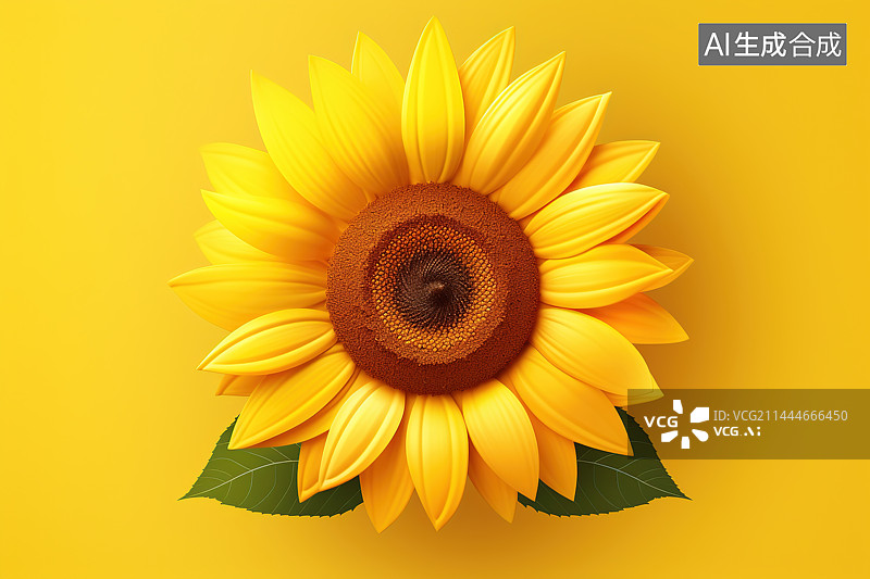 【AI数字艺术】黄色背景下的向日葵特写镜头图片素材
