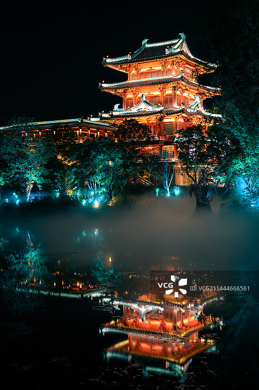 南京.金陵小城灯光夜景图片素材