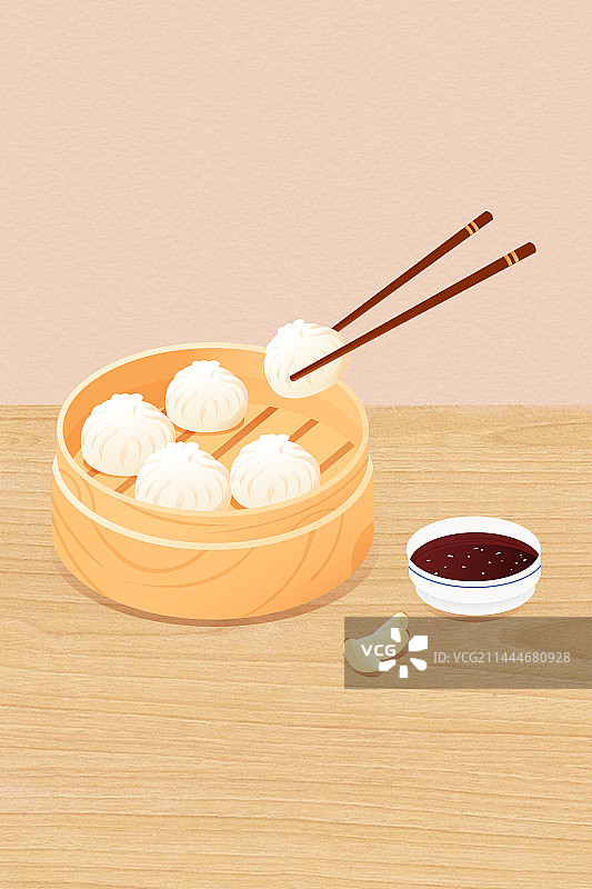 天津美食狗不理包子插画图片素材