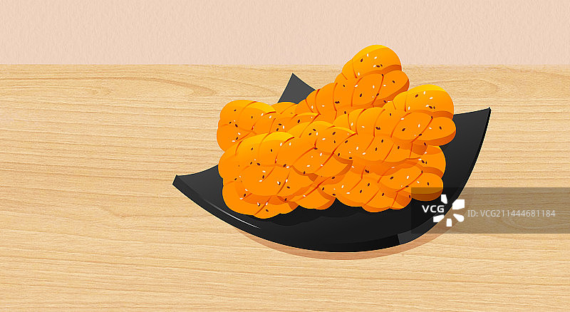 天津美食大麻花插画图片素材