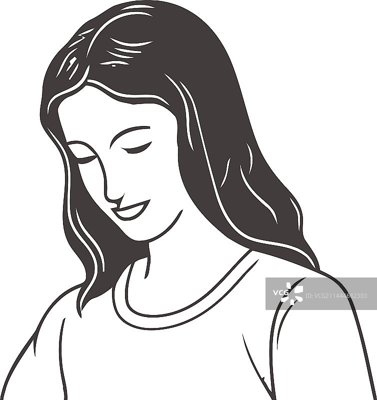 微笑的黑白照片女人图片素材