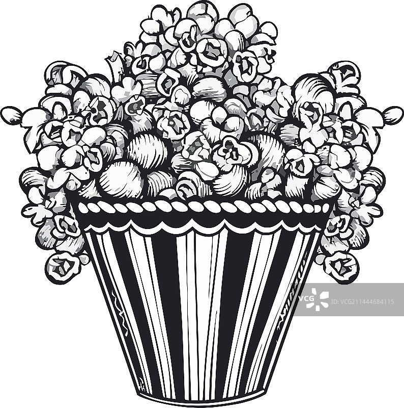 爆米花桶素描图片素材