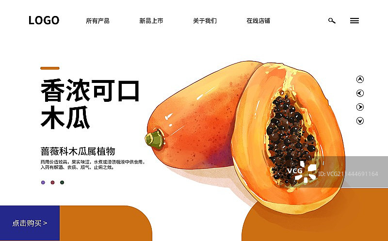春分节气木瓜水果插画创意宣传海报图片素材