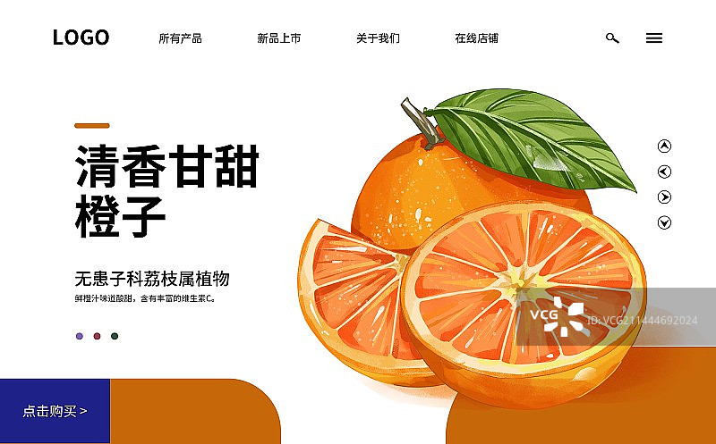 小寒节气橙子水果插画创意宣传海报设计模板图片素材