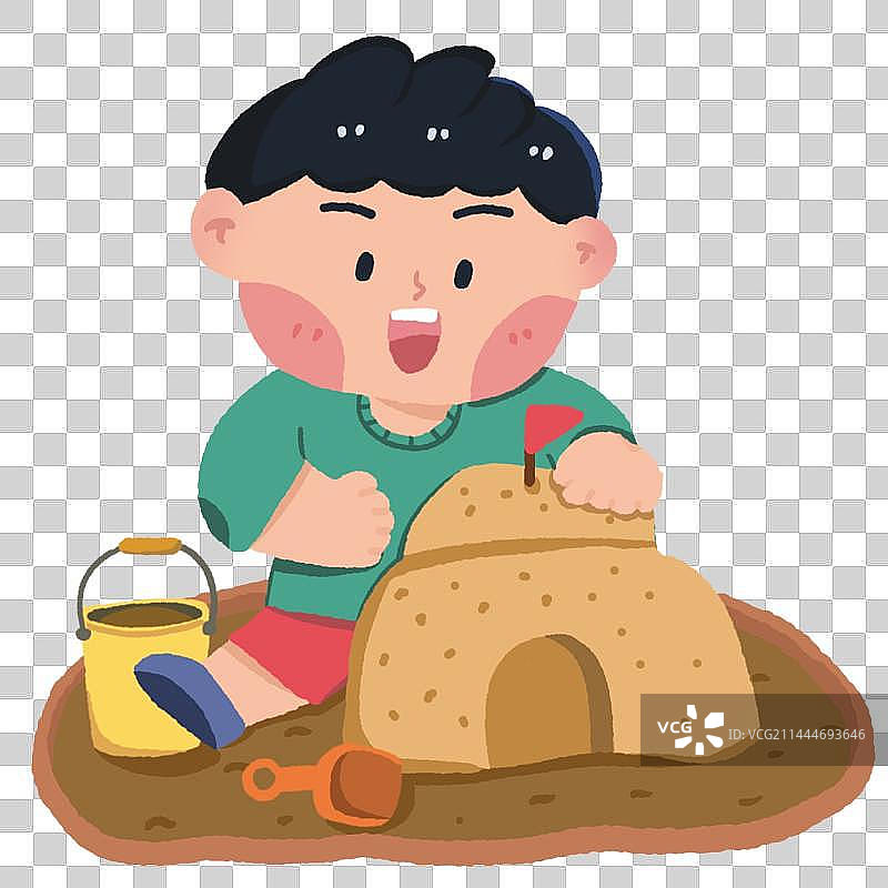 夏日假期玩耍男孩图片素材