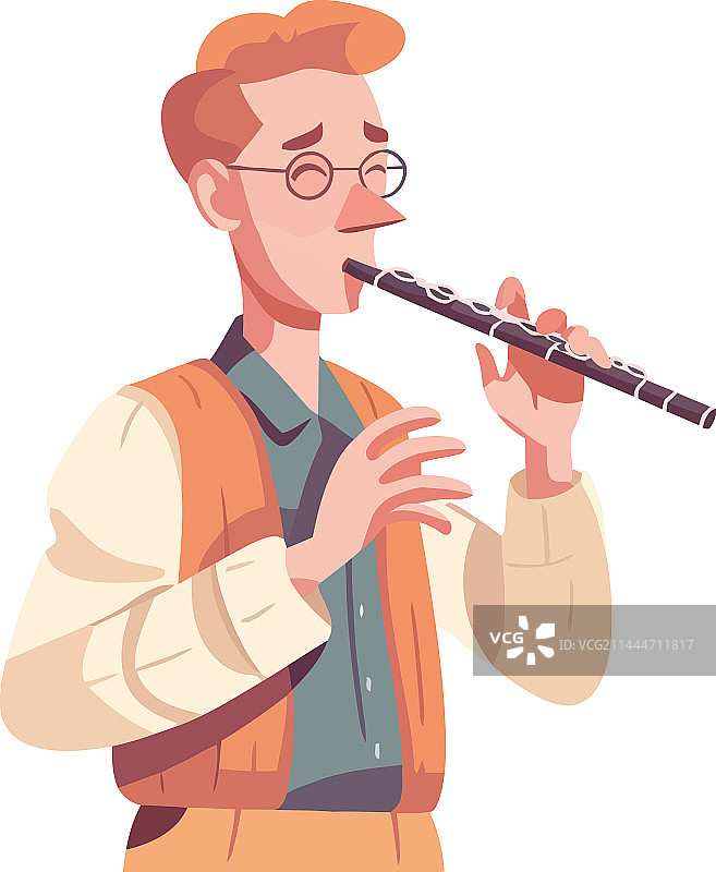 一人吹奏乐器图片素材