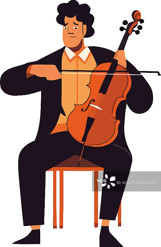 在孤立舞台上演奏大提琴的古典音乐家图片素材
