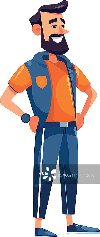 身穿休闲装的胡须男图片素材