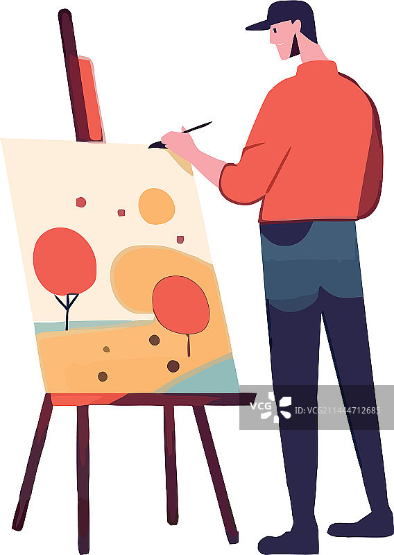 专业艺术家手持画笔站立图片素材