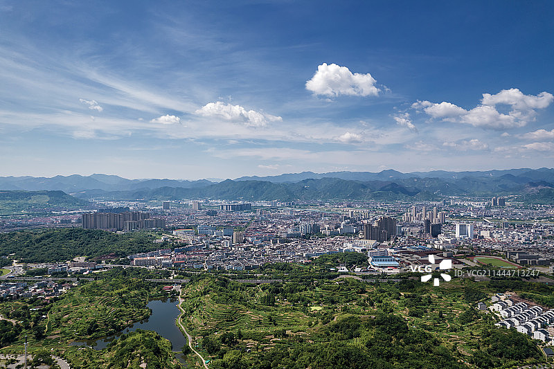 浙江省台州市天台县夏日航拍风光图片素材