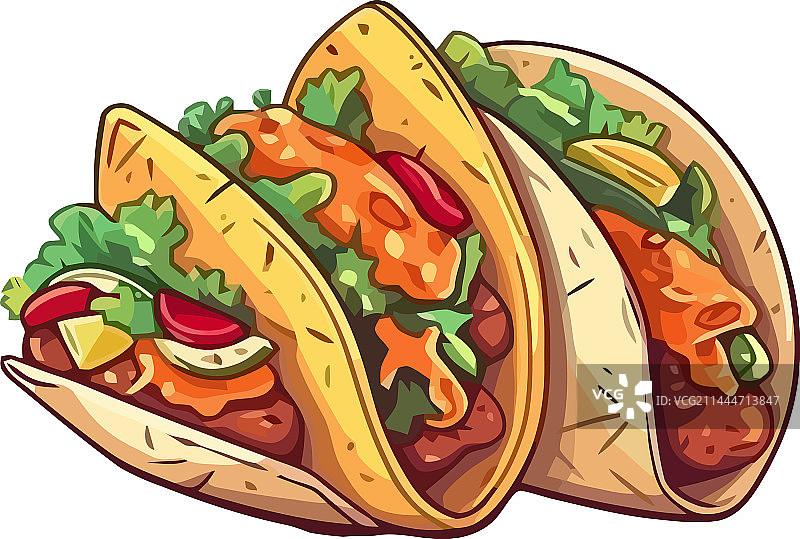 烤牛肉玉米饼配新鲜香菜和番茄图片素材