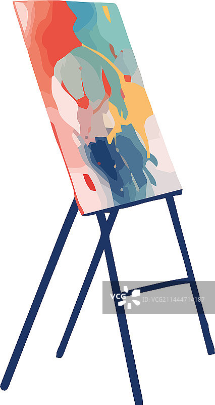 在帆布画架上绘制抽象画图片素材