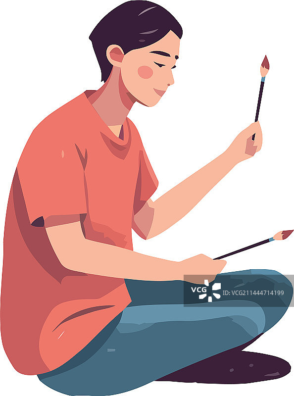 一人手持画笔图片素材