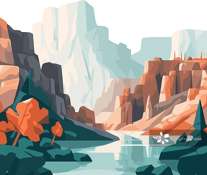 峡谷河流自然风光图片素材