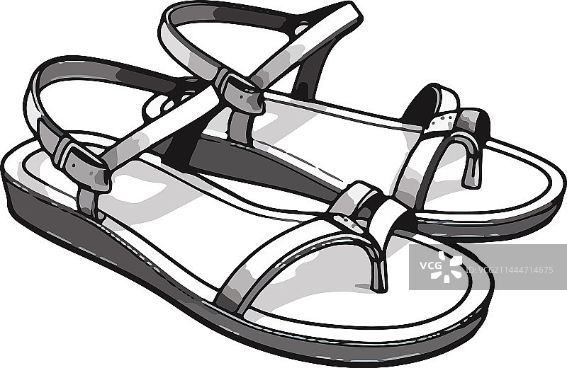 舒适的皮革步行凉鞋图片素材