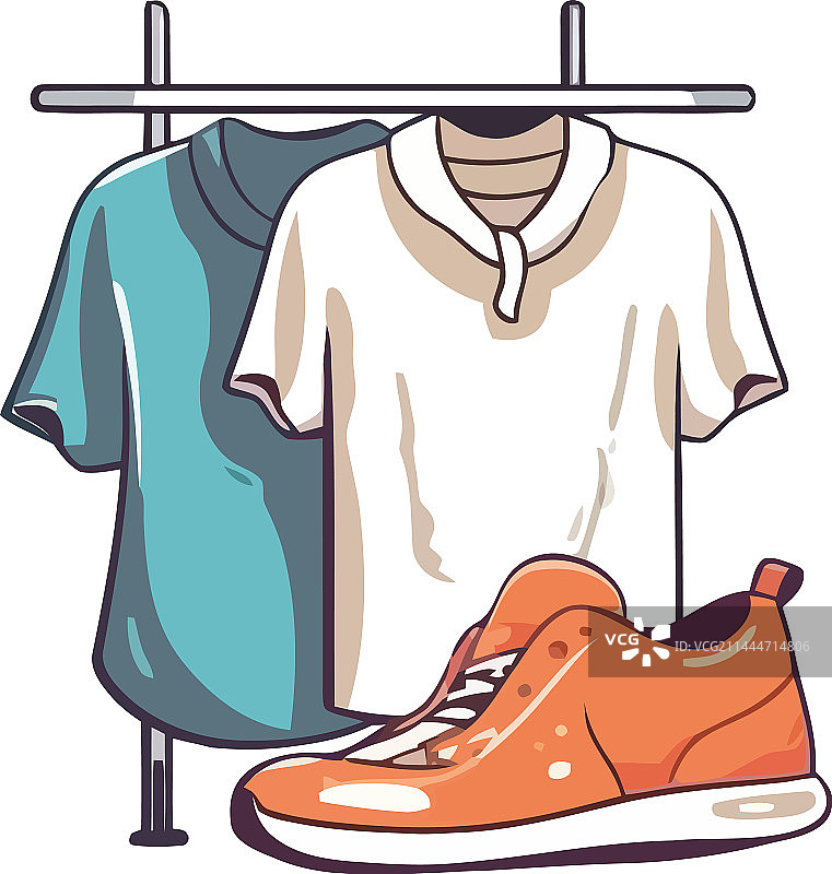 挂在现代商店里的时髦服装图片素材