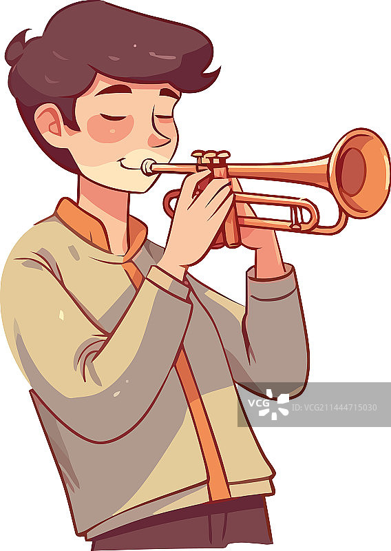 儿童吹喇叭的快乐表演开始图片素材