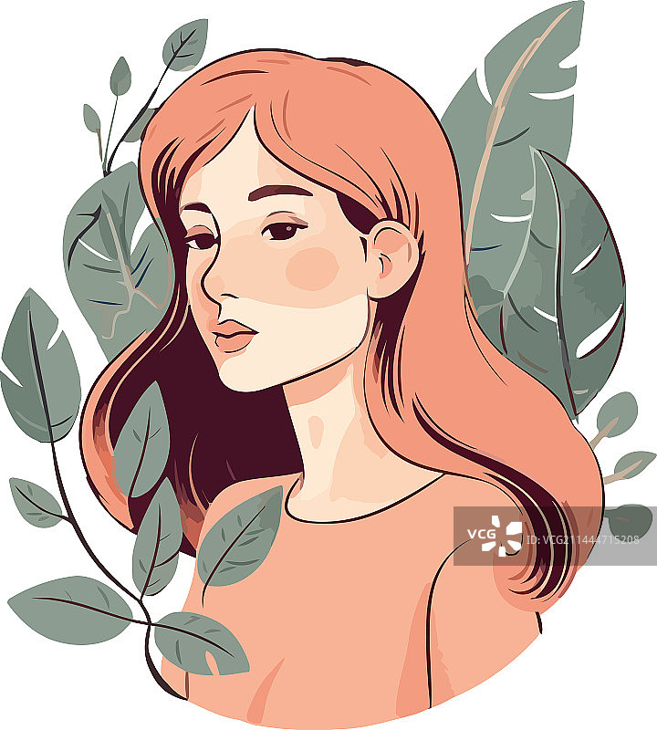 在春天盛开的鲜花中的年轻女子图片素材