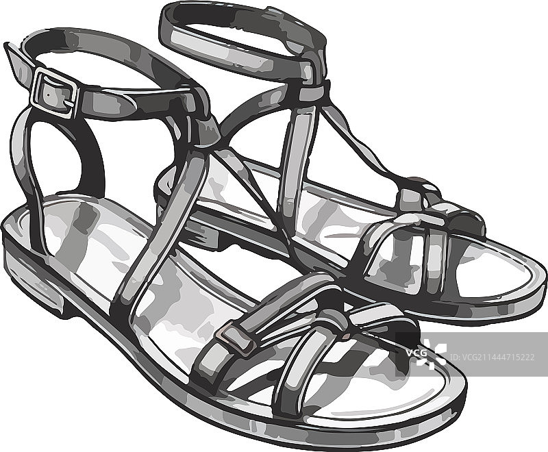 优雅皮革凉鞋现代时尚图标图片素材