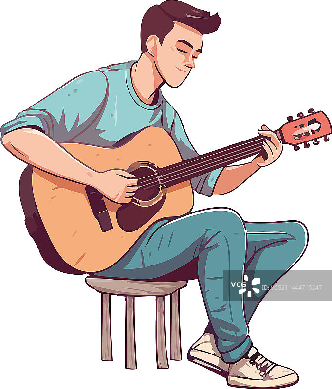 弹奏原声吉他的年轻吉他手图片素材