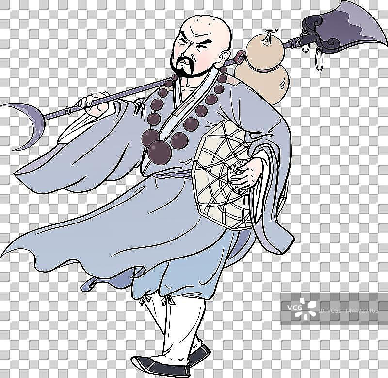 扛着月牙禅杖的鲁智深行走的样子人物元素图片素材