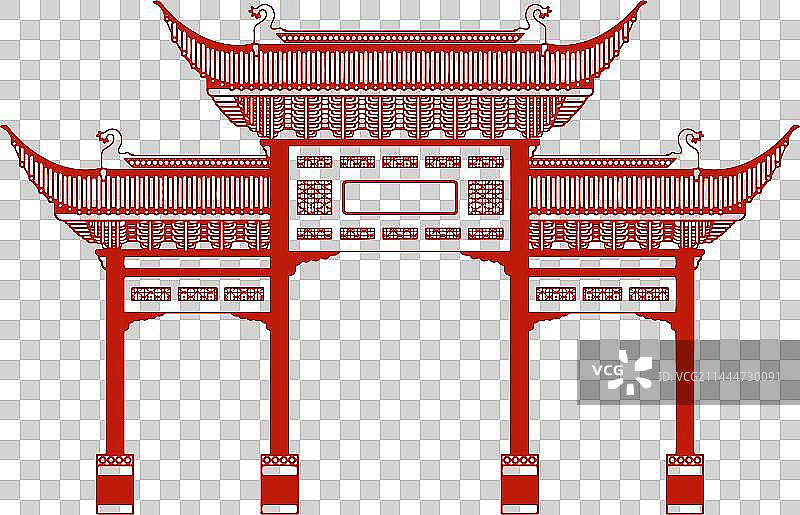 剪纸南京夫子庙矢量插画图片素材