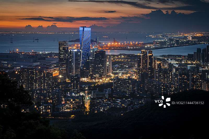 中国广东深圳前海世贸都市夜景风光图片素材