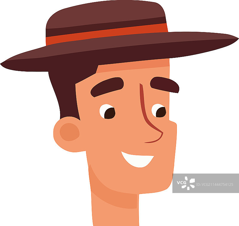 戴着软呢帽的微笑头像图片素材