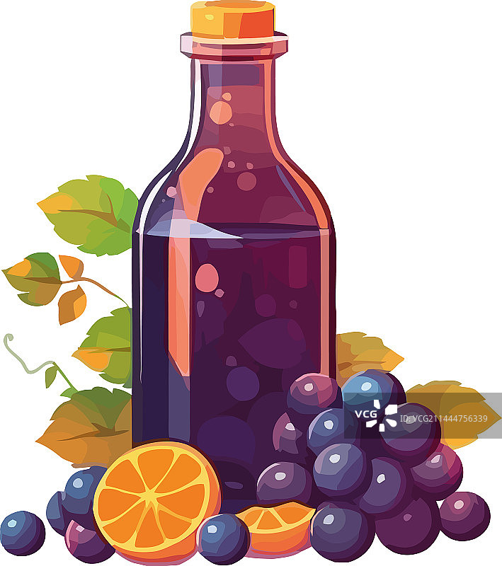 有机玻璃瓶中的新鲜葡萄汁图片素材