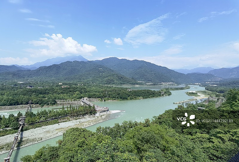 都江堰水利工程全景图片素材