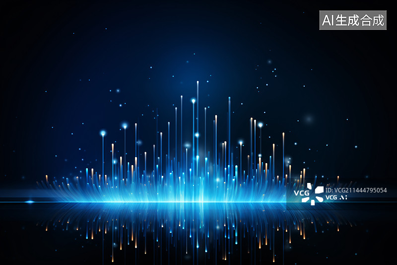 【AI数字艺术】蓝色科技高科技背景。抽象图形数字未来概念设计图片素材