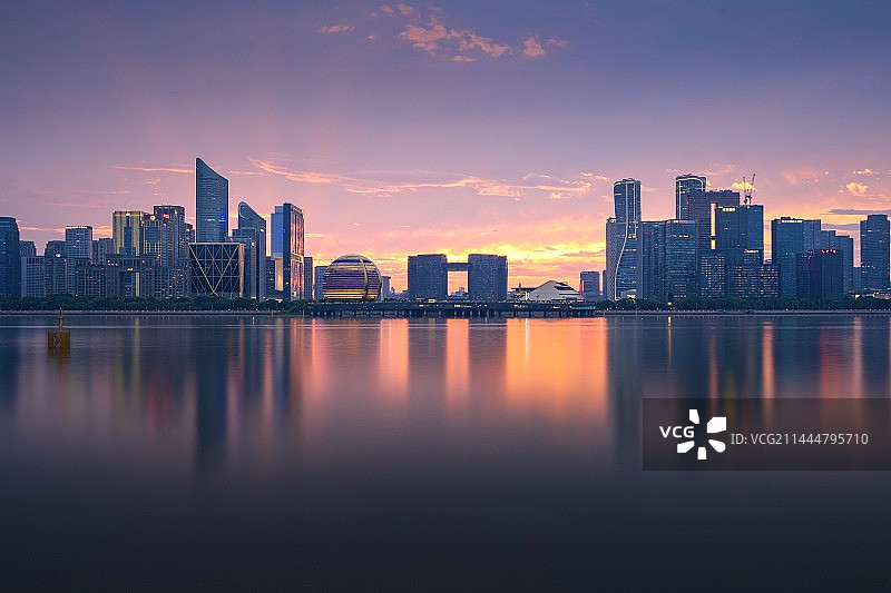 杭州钱江新城晚霞图片素材