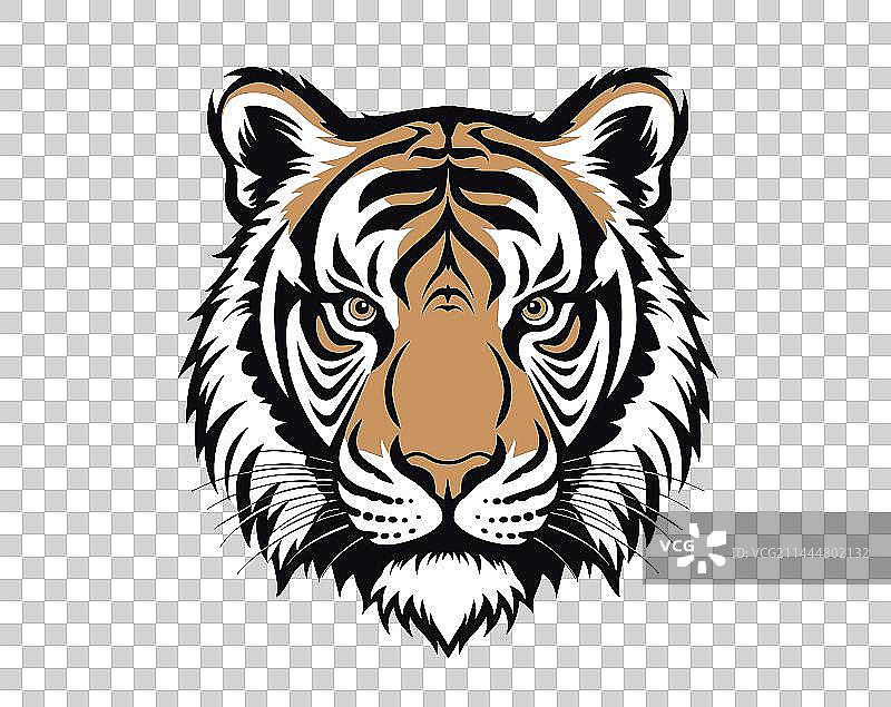 老虎头装饰风格矢量插画图片素材