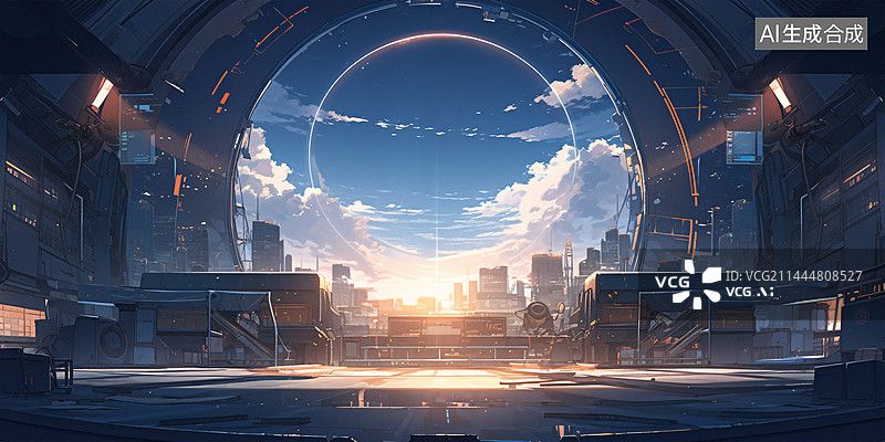 【AI数字艺术】科幻太空舱动漫大场景插画图片素材