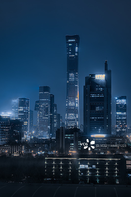 背景CBD北京中信大厦天际线夜景图片素材