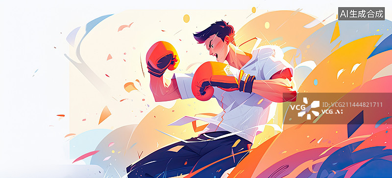 【AI数字艺术】帅气涂鸦风男性拳击海报风格图片素材