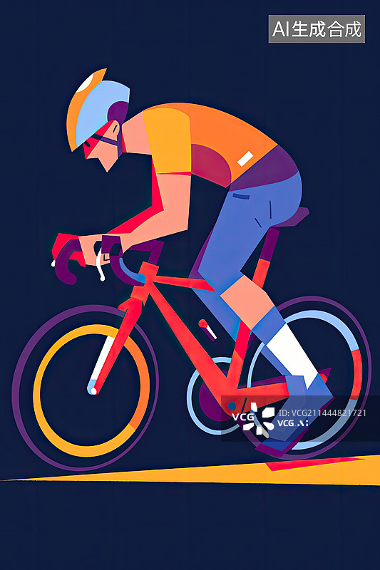 【AI数字艺术】矢量风格自行车骑行男人图片素材