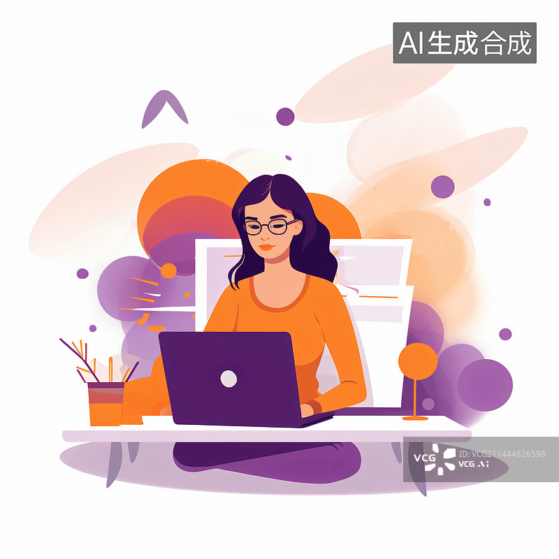 【AI数字艺术】学习和工作的压力和烦恼插画图片素材