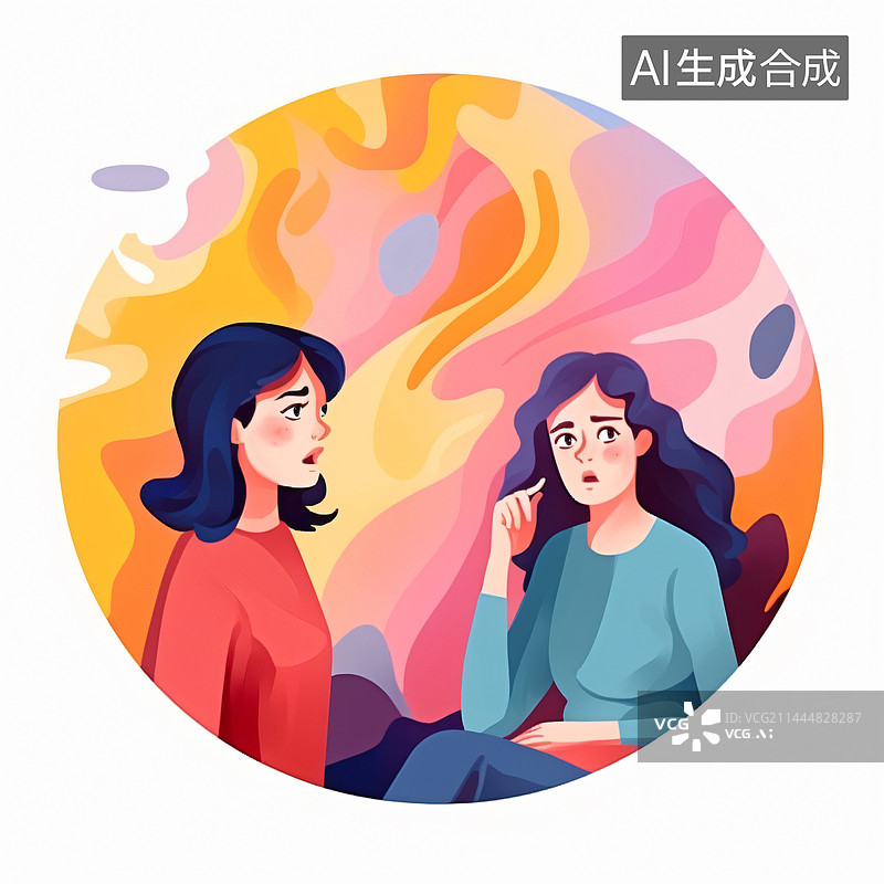 【AI数字艺术】朋友间的友情交流和沟通插画图片素材