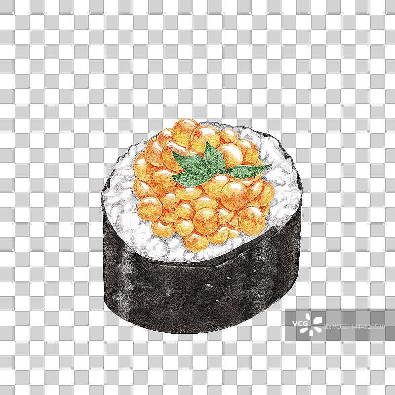 水彩鱼子美味寿司图片素材