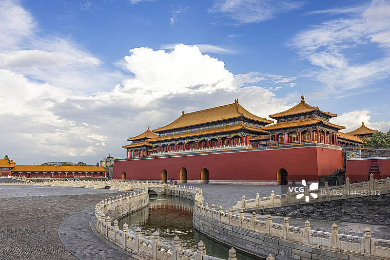 夏天北京多云天气下北京故宫博物院午门城市风光图片素材