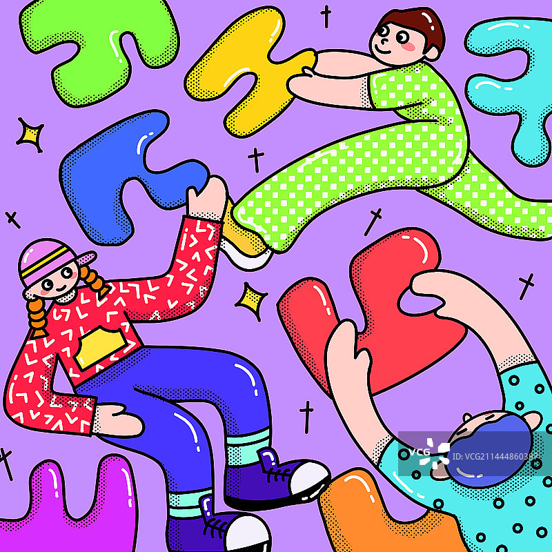 拼图力量团结合力拼搏团队组合多彩奔跑传递图片素材