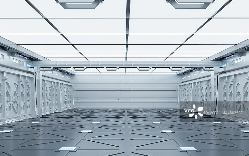 三维渲染科幻太空舱室内场景图片素材