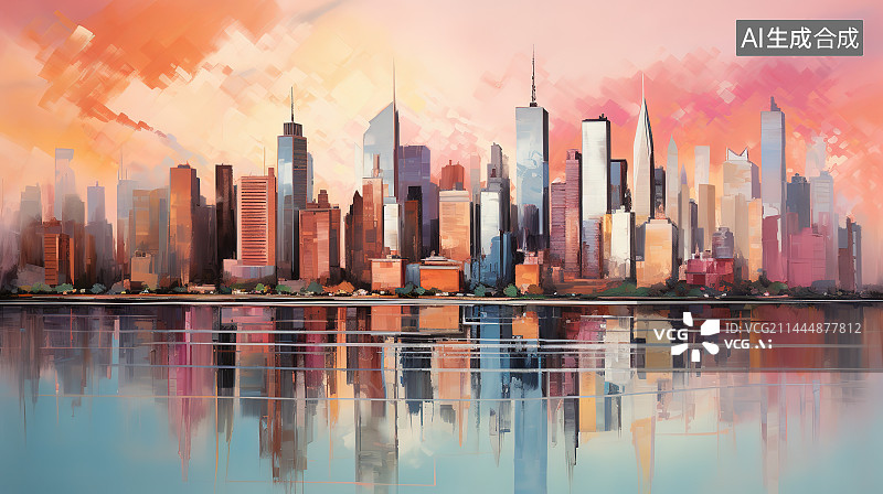 【AI数字艺术】城市风光全景天际线图片素材