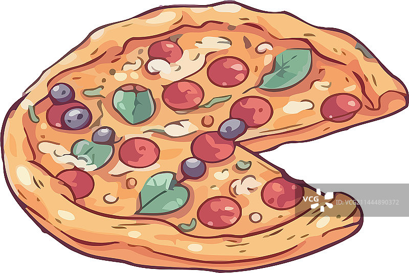 意大利香肠披萨切片图片素材