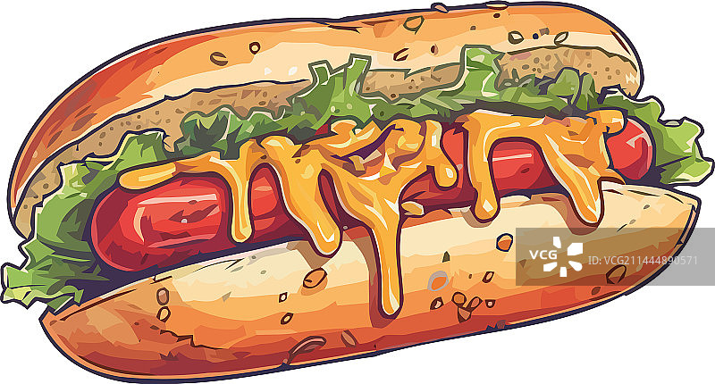 加了番茄酱的热狗图片素材