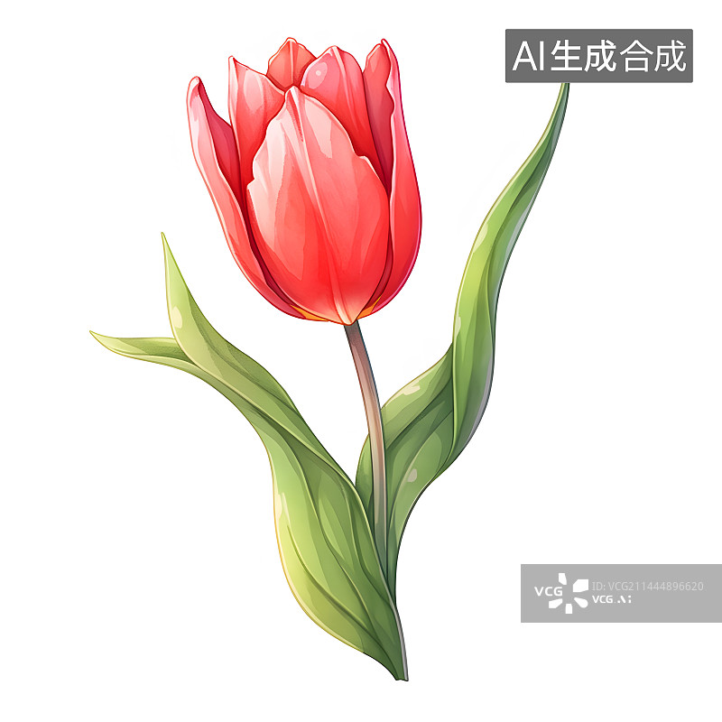 【AI数字艺术】水彩插画植物郁金香花朵图片素材