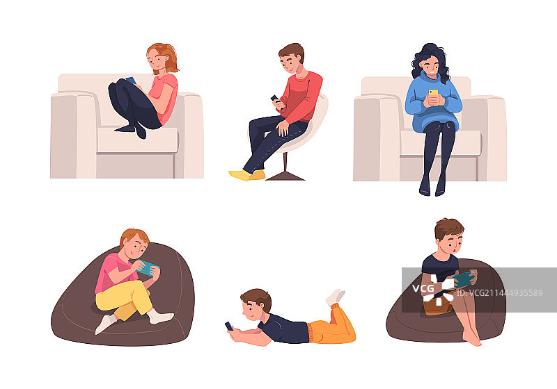 使用数字设备的人物角色图片素材